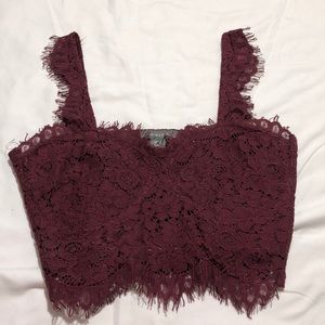 Primark Maroon Lace Crop Top